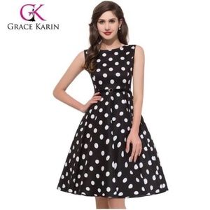 Grace Karen Black white polka dot dress XXL